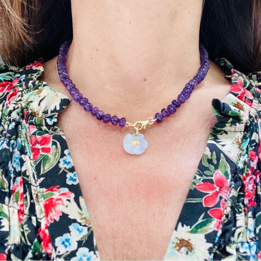 Amethyst Beaded Necklace 16"